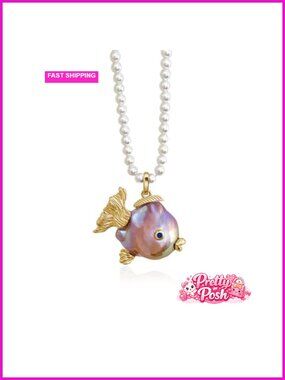 Freshwater Pearl Baroque Goldfish Necklace 18k Gold-Plated 18" Strand with